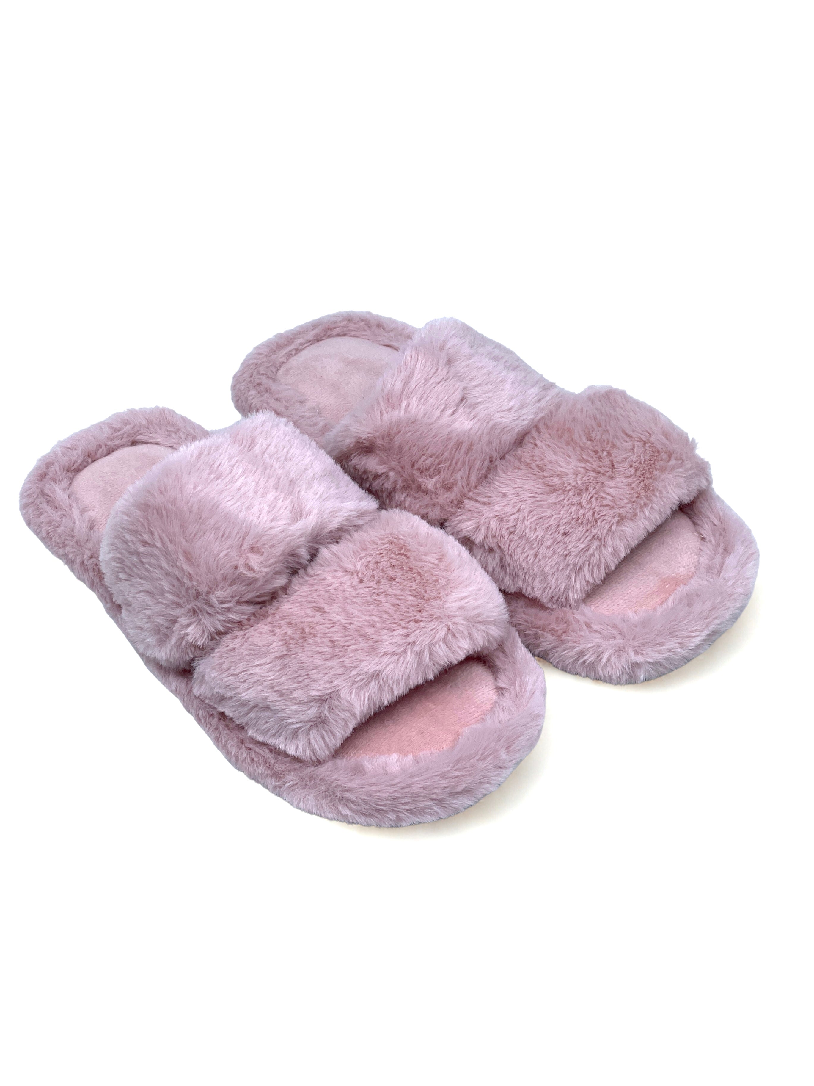 Double strap Fur Slippers