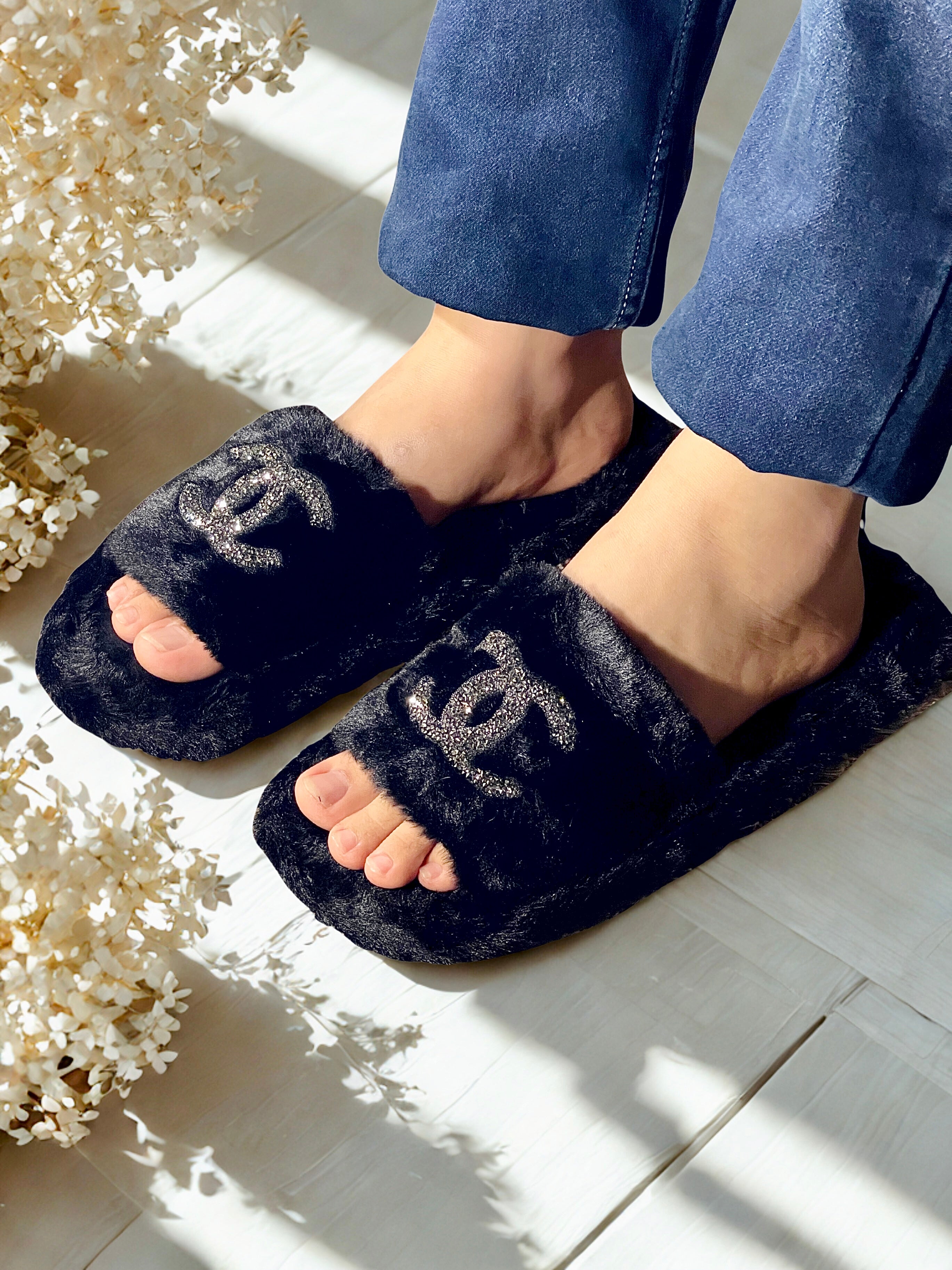 Chanel Fur Slippers